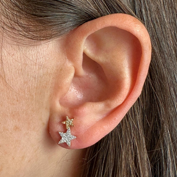 TWO-TONE STAR EARRINGS WITH AMBROSIA DIAMONDS