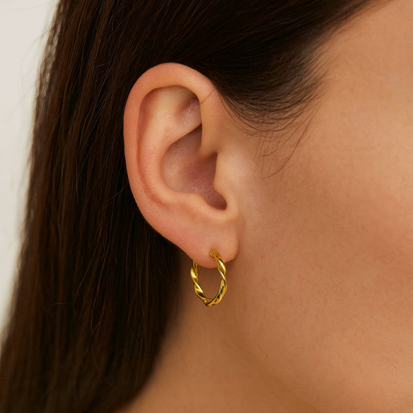 PENDIENTES AROS FORMA TRENZADA EFECTO RETORCIDO 16MM