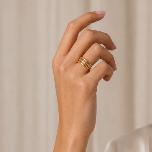 ANILLO TRES BANDAS ACABADO PULIDO