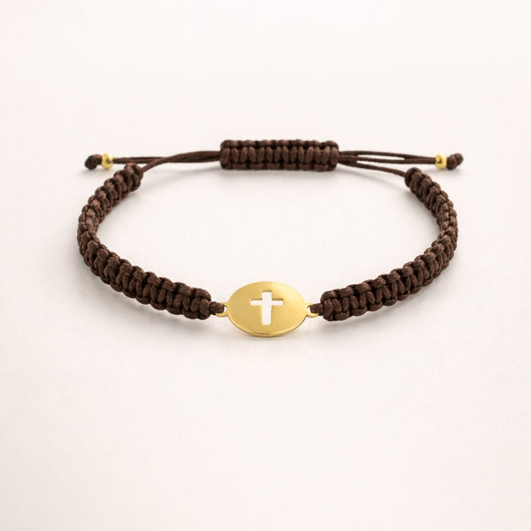 PULSERA MACRAME DISCO CRUZ