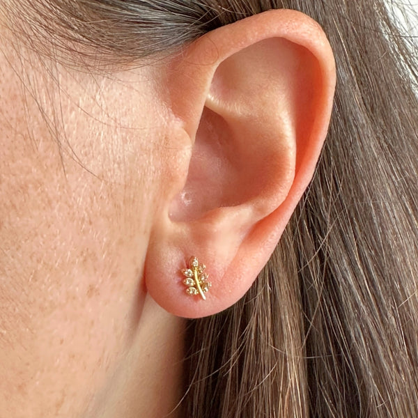 FINLEY LEAF EARRINGS WITH DIAMONDS