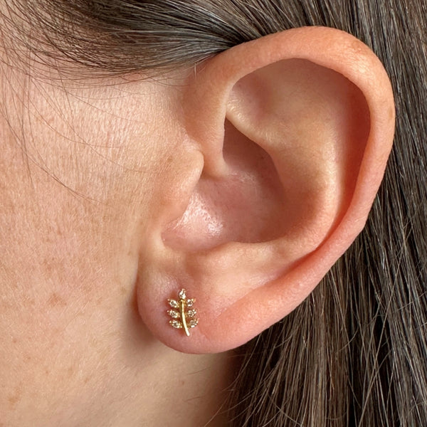 FINLEY LEAF EARRINGS WITH DIAMONDS