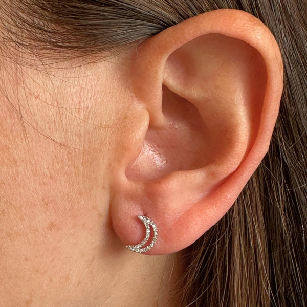 MOON EARRINGS WITH BLANCHE DIAMONDS
