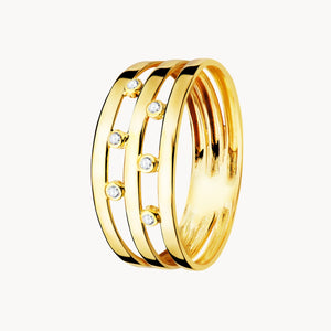 ANILLO TRIPLE BANDA CON CIRCONITAS BLANCAS