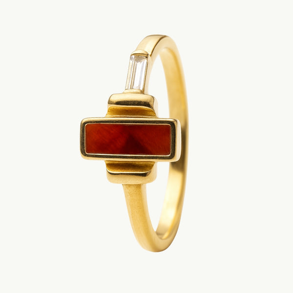 ANILLO AGATA ROJA Y CIRCONITA MEI