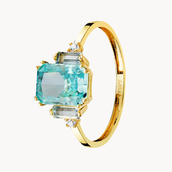 ANILLO TOPACIO PARAIBA ICE CUT Y CIRCONITAS