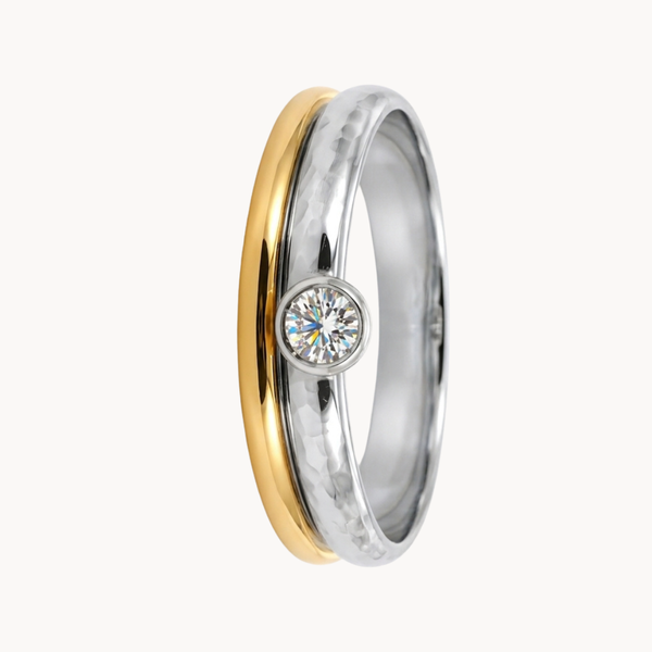 ANILLO BICOLOR CON DIAMANTE BRILLANTE