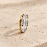 ANILLO BICOLOR CON DIAMANTE BRILLANTE