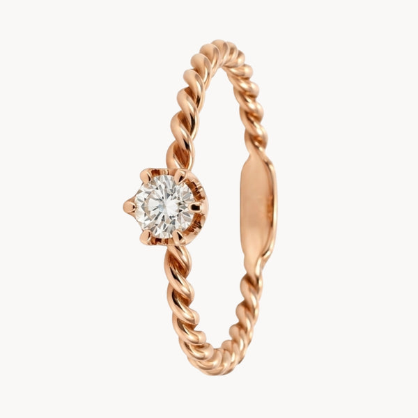 ANILLO SOLITARIO TRENZADO ORO ROSA 0.17 QUILATES