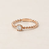 ANILLO SOLITARIO TRENZADO ORO ROSA 0.17 QUILATES