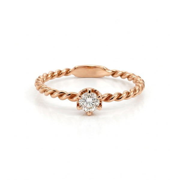ANILLO SOLITARIO TRENZADO ORO ROSA 0.17 QUILATES