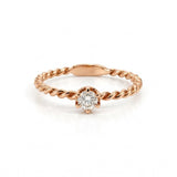 ANILLO SOLITARIO TRENZADO ORO ROSA 0.17 QUILATES