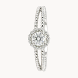 ANILLO DOBLE CARRIL CON HALO DE DIAMANTES
