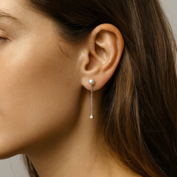 PENDIENTES PERLA Y DIAMANTE SERENA