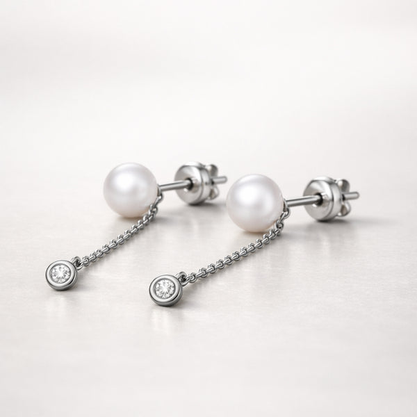 PENDIENTES PERLA Y DIAMANTE SERENA