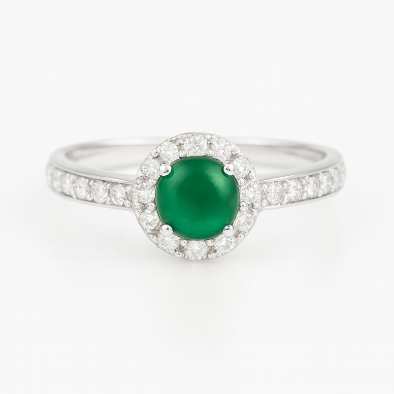 ANILLO CIRCONITA VERDE Y CIRCONITAS BLANCAS BRITTANI