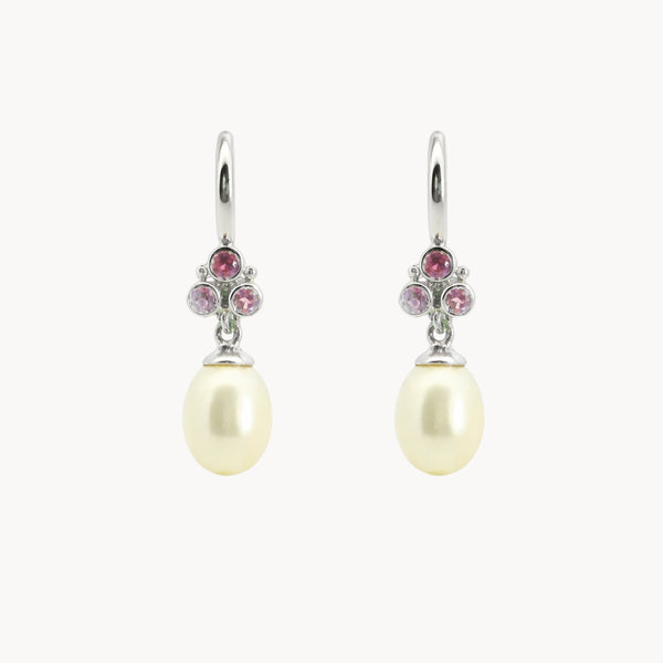 PENDIENTES PERLA Y CIRCONITAS ROSAS MARIT