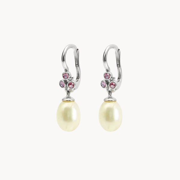 PENDIENTES PERLA Y CIRCONITAS ROSAS MARIT