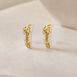 Two-tone earrings with cubic zirconia
