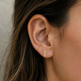 Two-tone earrings with cubic zirconia