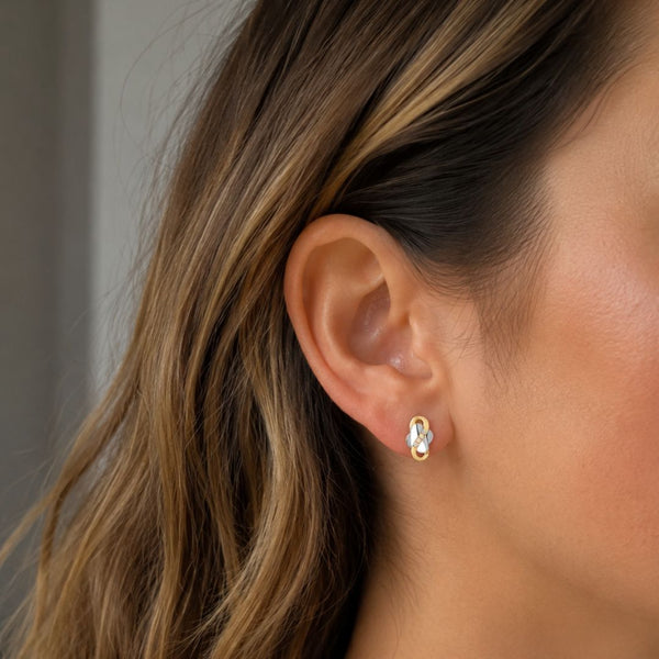 PENDIENTES BICOLOR CIRCONITAS BLANCAS ALMOG