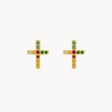 PENDIENTES CRUZ CIRCONITAS DE COLOR ADANNA