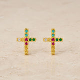PENDIENTES CRUZ CIRCONITAS DE COLOR ADANNA