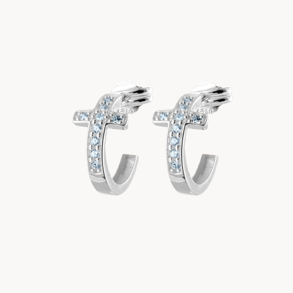 PENDIENTES CRUZ CIRCONITAS BLANCAS ROXANNE