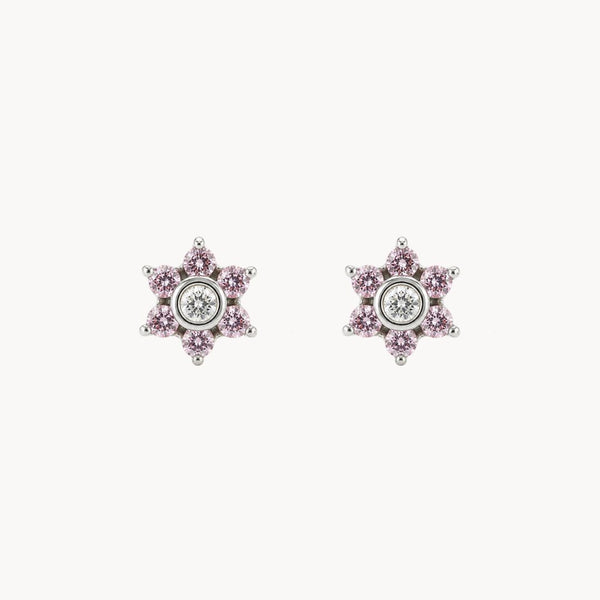 PENDIENTES CIRCONITAS ROSAS Y BLANCAS BOGNA