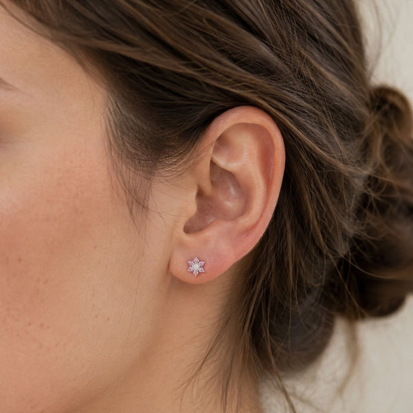 PENDIENTES CIRCONITAS ROSAS Y BLANCAS BOGNA