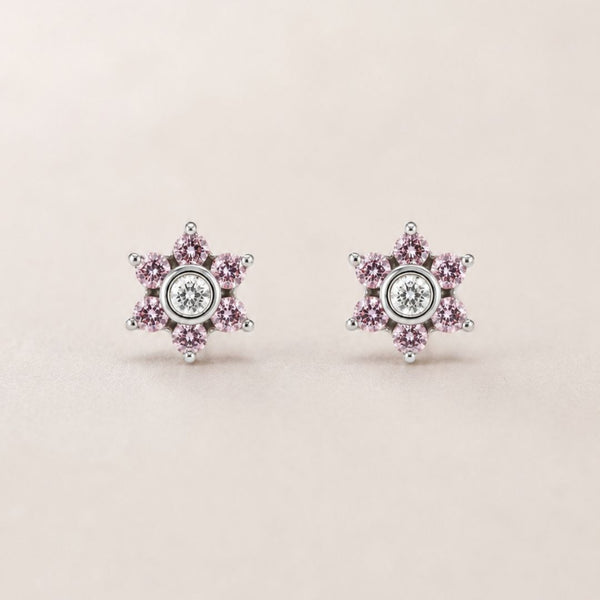 PENDIENTES CIRCONITAS ROSAS Y BLANCAS BOGNA
