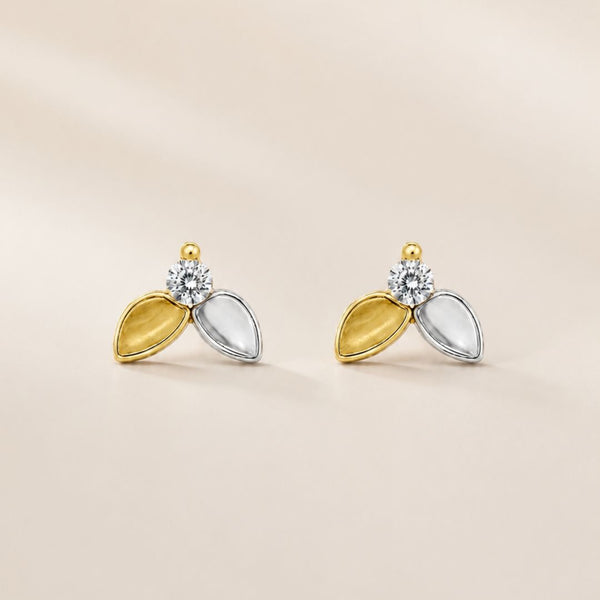 PENDIENTES BICOLOR CIRCONITAS BLANCAS BETSY