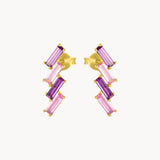 PENDIENTES TREPADORES CON AMATISTAS Y TOPACIOS ROSAS