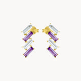 PENDIENTES TREPADORES CON TOPACIOS AZULES Y AMATISTAS