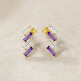 PENDIENTES TREPADORES CON TOPACIOS AZULES Y AMATISTAS