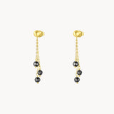 PENDIENTES LARGOS CON CIRCONITAS NEGRAS