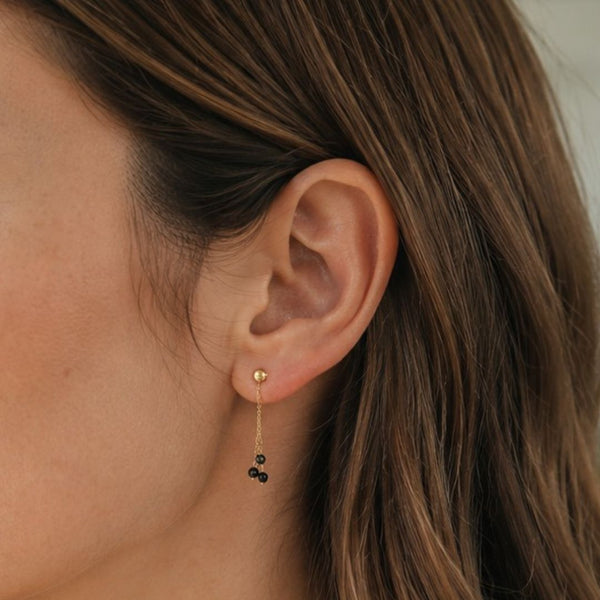 PENDIENTES LARGOS CON CIRCONITAS NEGRAS ARIANNE