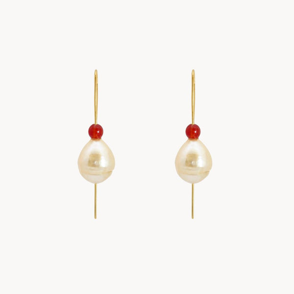 PENDIENTES PERLAS BARROCAS Y JADE ROJA LEIGH