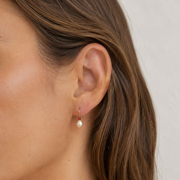 PENDIENTES PERLAS BARROCAS Y JADE ROJA LEIGH