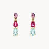 PENDIENTES TOPACIOS AZUL Y ROSA Y AMATISTA MINERVA