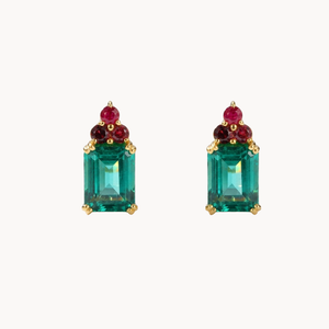 TRIO RUBY EARRINGS WITH BLUE QUARTZ