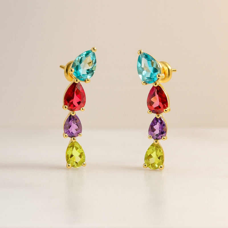 PENDIENTES CON TOPACIOS, AMATISTA Y OLIVINO AINARA