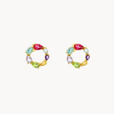 PENDIENTES CIRCULO CON TOPACIOS Y CUARZOS UXIA