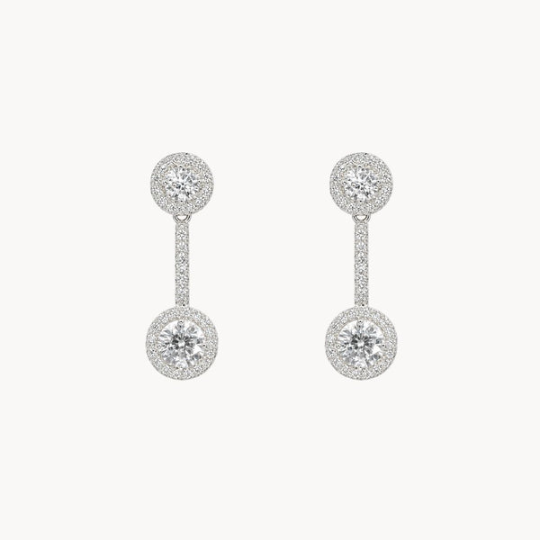 Long Earrings with White Cubic Zirconia Hena