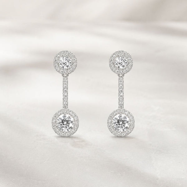 Long Earrings with White Cubic Zirconia Hena