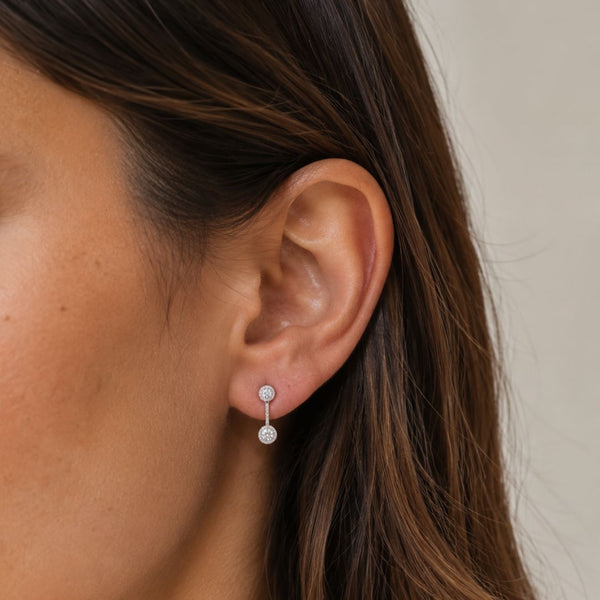 Long Earrings with White Cubic Zirconia Hena