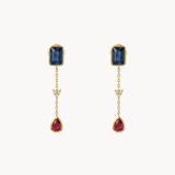 PENDIENTES LARGOS ZAFIROS RUBIES Y CIRCONITAS