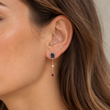 PENDIENTES LARGOS ZAFIROS RUBIES Y CIRCONITAS