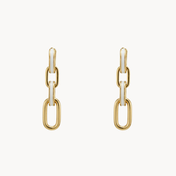 Long Chain Link Earrings with Helia Enamel