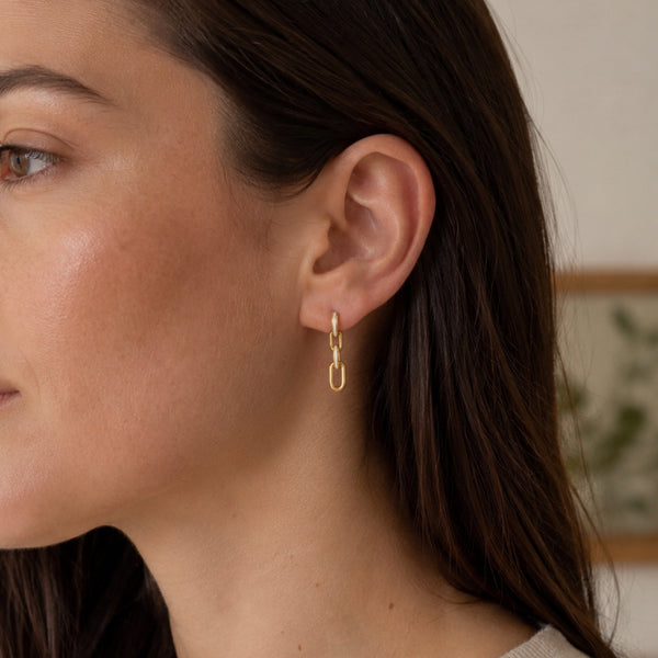 Long Chain Link Earrings with Helia Enamel